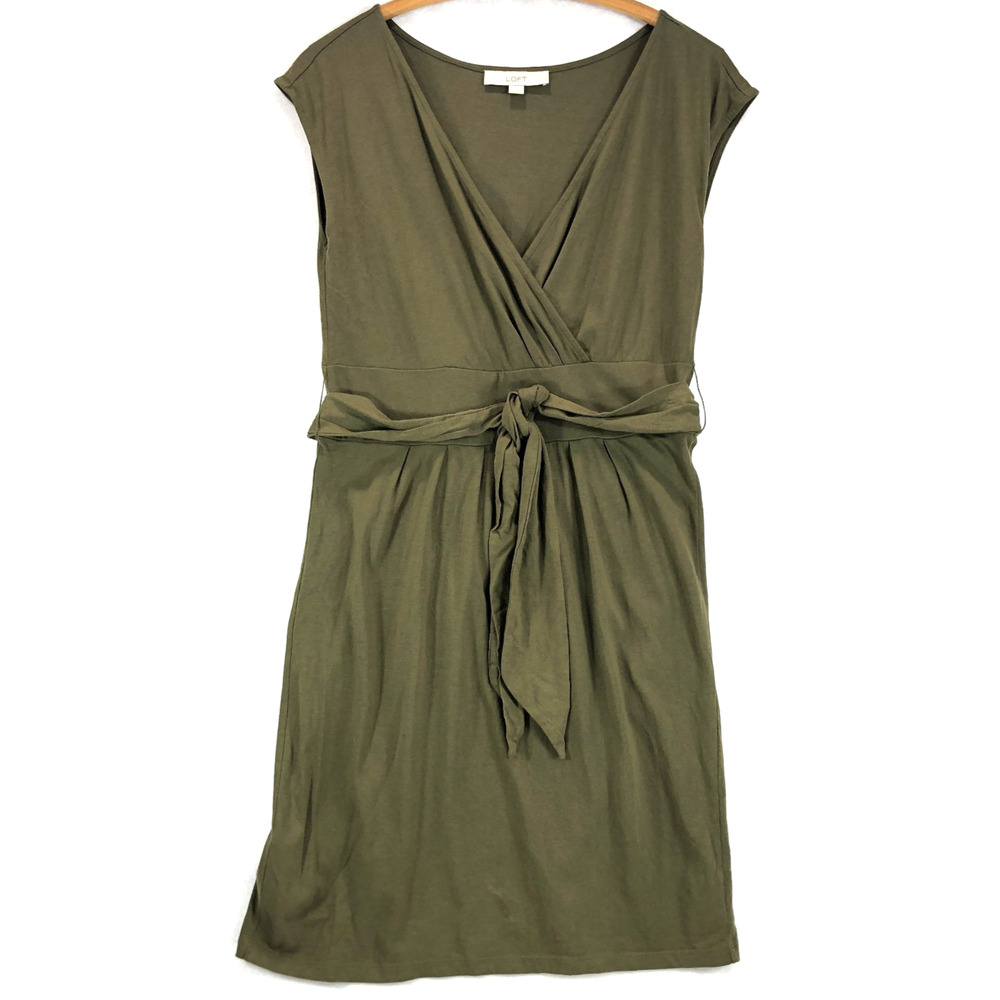 Ann Taylor Loft Womens Olive Green Sleeveless Knit Dress Size Medium